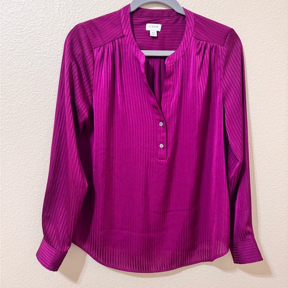 J.Crew XS Fuchsia Pleated Long Sleeve Blouse – Excellent Condition - Picture 5 of 7